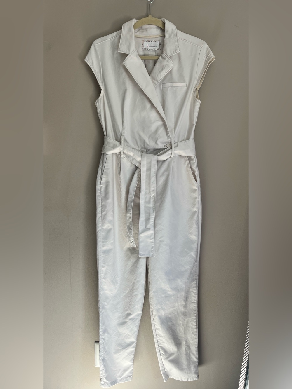 Anthropologie Eliza Utility Cap Sleeve Jumpsuit size 10